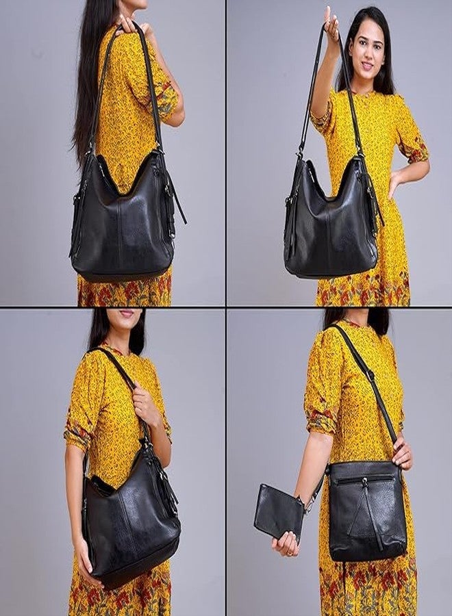 Blikiz® Handbag for Woman or Girl with Detachable Strap & Wallet Purse for Women Handbag with Improve Zipper (Black) - Image 3