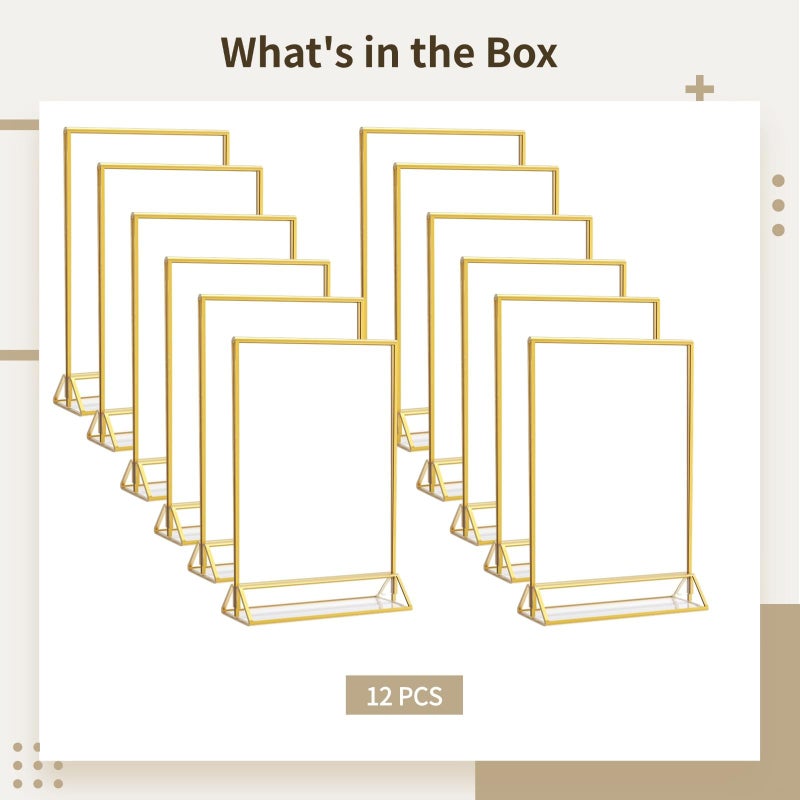 Gold Acrylic Table Number Holders With Stand 12 Pcs For Wedding Restaurant Menu - Image 4