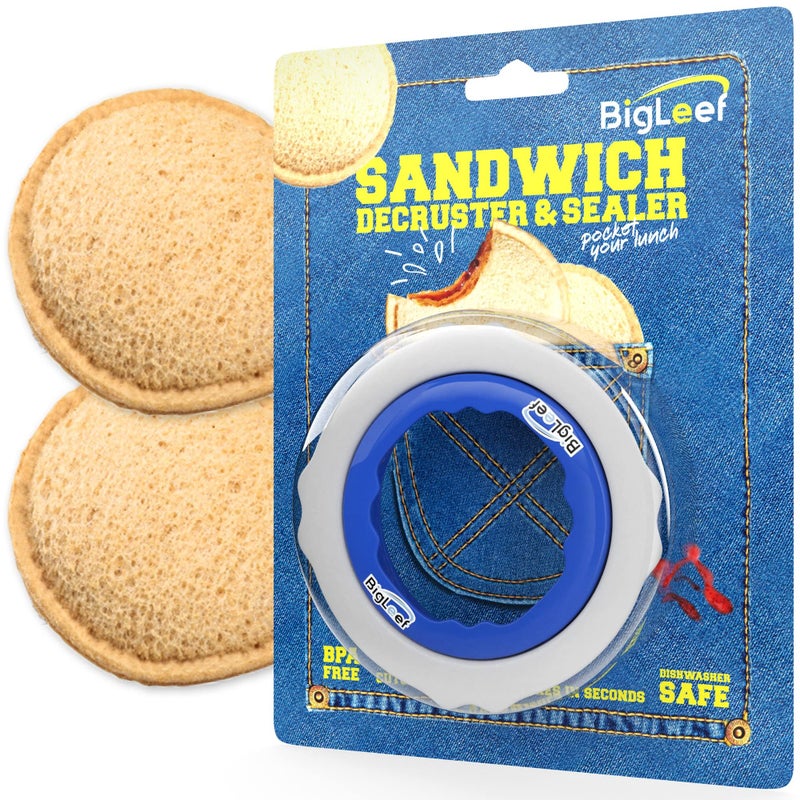 BigLeef Uncrustable Sandwich Cutter and Sealer - PBJ Sandwich Cutter for Kids Lunch - Make & Freeze DIY Pocket Minis - Homemade Uncrustables Sandwich Maker - Crustless Bread Sandwich Sealer Decruster (Round) - Image 1