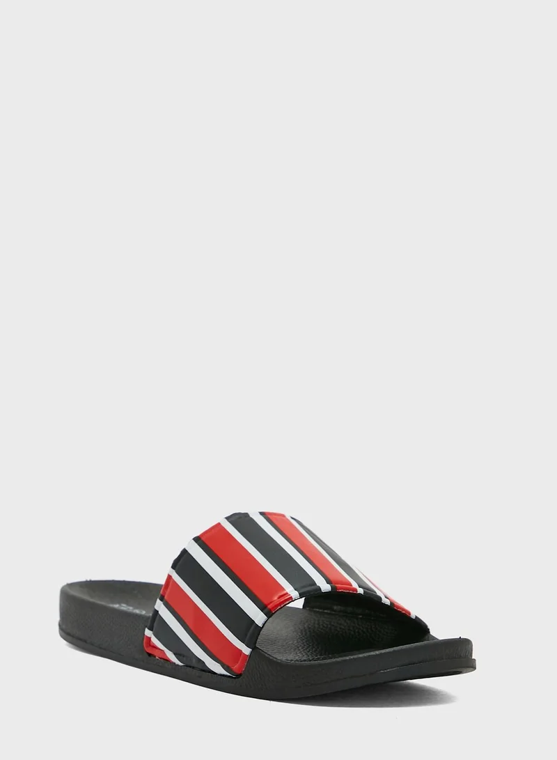 BRAVE SOUL Brave Soul For Seventy Five Stripe Print Slides