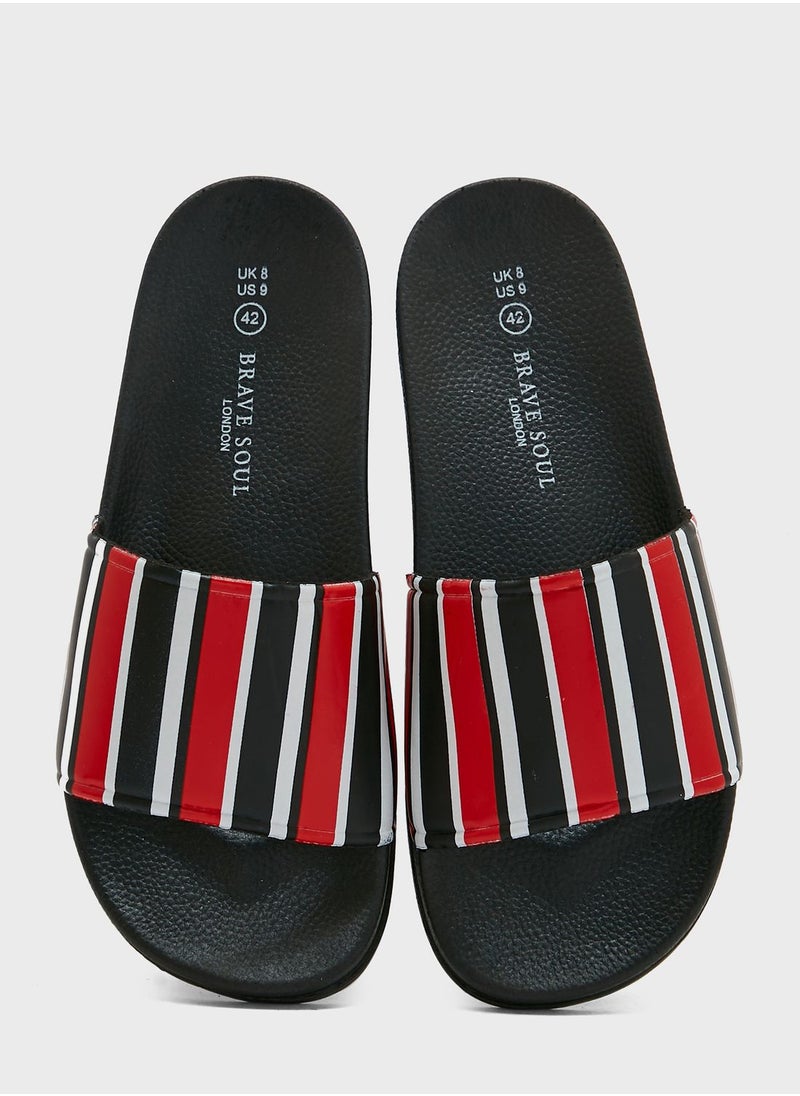 BRAVE SOUL - Brave Soul For Seventy Five Stripe Print Slides - Image 1