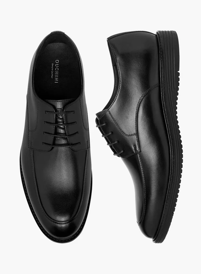 دوتشيني Men's Solid Lace-Up Derby Shoes