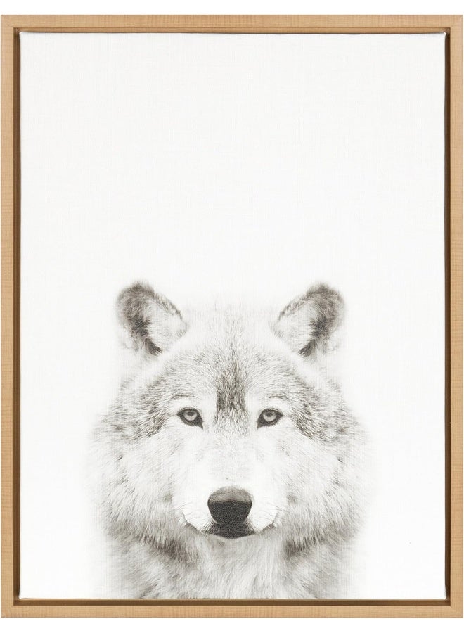 Kate and Laurel Kate and Laurel Sylvie Wolf Black and White Portrait Framed Canvas Wall Art by Simon Te Tai 18x24 Natural  - Image 3