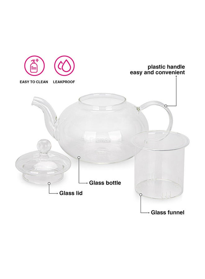 Fissman إبريق شاي زجاجي مع فلتر زجاجي، إبريق شاي زجاجي من البورسليكات، بتصميم أنيق، رائع لأوراق الشاي السائبة، والشاي المزهر، وأكياس الشاي، والماء المنقوع بالفواكه، 800 مل - Image 2