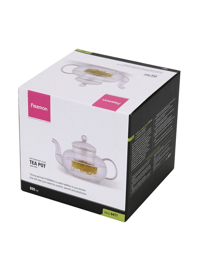 Fissman إبريق شاي زجاجي مع فلتر زجاجي، إبريق شاي زجاجي من البورسليكات، بتصميم أنيق، رائع لأوراق الشاي السائبة، والشاي المزهر، وأكياس الشاي، والماء المنقوع بالفواكه، 800 مل - Image 5
