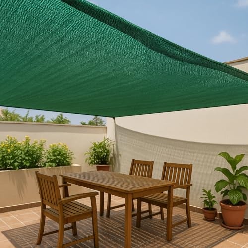UGAOO Green Shade Net for Garden & Balcony, 75 Percent Shade Green Mesh Net for Plants, Sunlight Protection Balcony Cover, Multipurpose Agro Use (10 ft x 20 ft) - Image 1