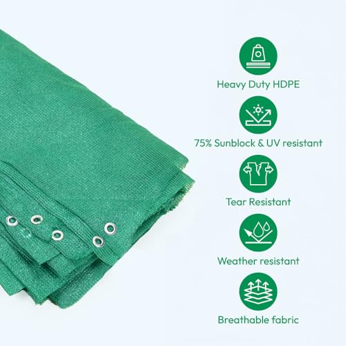UGAOO Green Shade Net for Garden & Balcony, 75 Percent Shade Green Mesh Net for Plants, Sunlight Protection Balcony Cover, Multipurpose Agro Use (10 ft x 20 ft) - Image 3