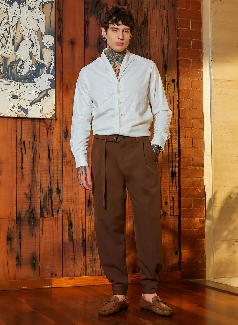 كامبوس سوترا Men's Russet Brown Panelled Gurkha Trousers