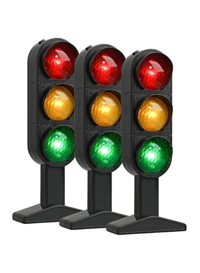 3Pcs Traffic Light Toy Stoplight Model, 20x8cm Signs Mini Stop Pretend Play Lamp Simulation Lights Child Educational - Image 1