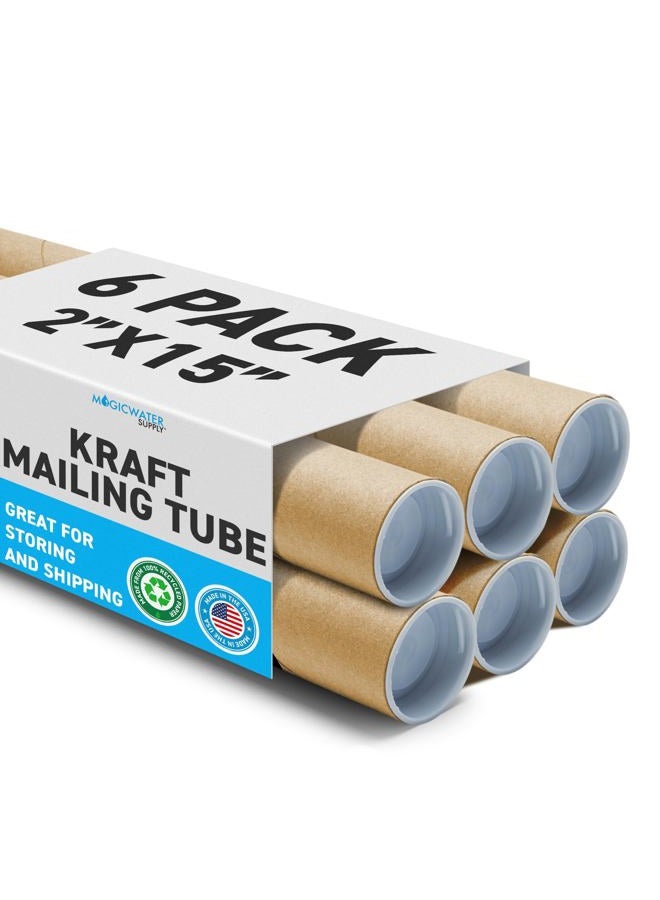 MagicWater Supply Mailing Tubes with Caps, 2 inch x 15 inch (6 Pack) | - Image 1