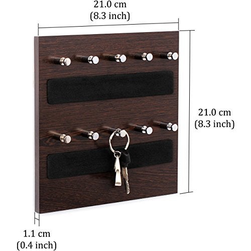 BLUEWUD Skywood Engineered Wood Wall Mounted Decor Key Holder Hanger with 10 Hooks for Living Room Home Furniture (Key Hooks- for 10 Keys) (Wenge) - Image 4