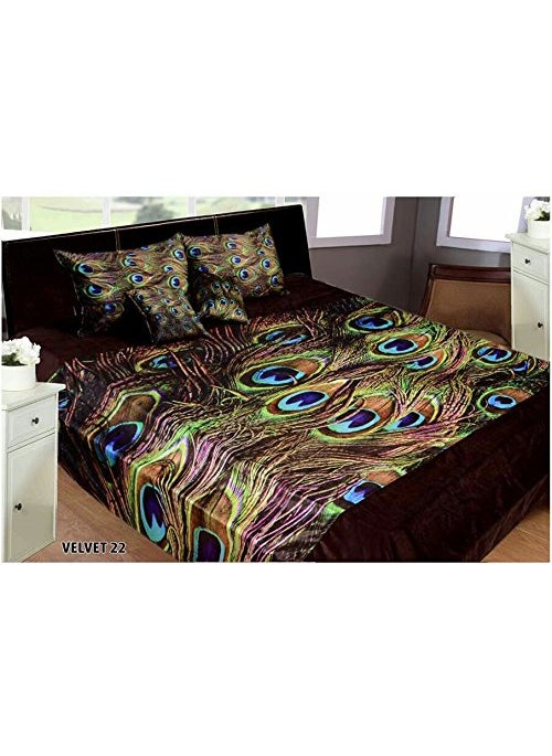 Laying Style Laying Style 100 Velvet Digital Print King Size Bedsheet 225x250 cm with 2 Pillow Covers45x70 Set of 3ColorMulticolor  - Image 1