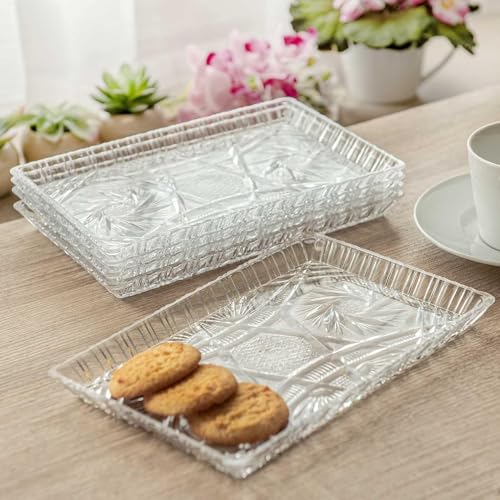 WRINGO Plate Set of 1 pcs Bead Rim Decorative 15 inch Crystal Clear Glass Plate- Dry Fruits Sweets Chocolate Snack Plate for Dining,Catering Event, Dinner Parties,Wedding Dinner Plate (WS-10) - Image 4
