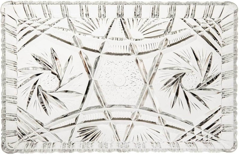 WRINGO Plate Set of 1 pcs Bead Rim Decorative 15 inch Crystal Clear Glass Plate- Dry Fruits Sweets Chocolate Snack Plate for Dining,Catering Event, Dinner Parties,Wedding Dinner Plate (WS-10) - Image 3