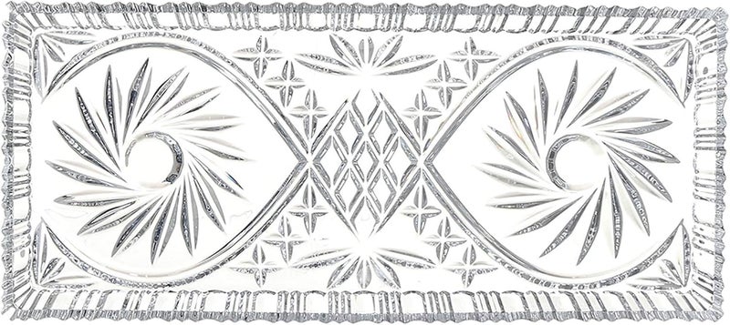 WRINGO Plate Set of 1 pcs Bead Rim Decorative 15 inch Crystal Clear Glass Plate- Dry Fruits Sweets Chocolate Snack Plate for Dining,Catering Event, Dinner Parties,Wedding Dinner Plate (WS-10) - Image 2