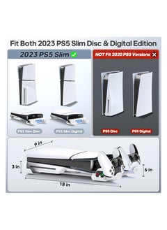 XICEN Horizontal Cooling Stand Replacement for PS5 Slim Disc & Digital Only, Dual PS5 Controller Charger with 3-Level RGB Cooling Fan (NOT Fit 2020 PS5)  - Image 2