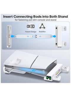 XICEN Horizontal Cooling Stand Replacement for PS5 Slim Disc & Digital Only, Dual PS5 Controller Charger with 3-Level RGB Cooling Fan (NOT Fit 2020 PS5)  - Image 3