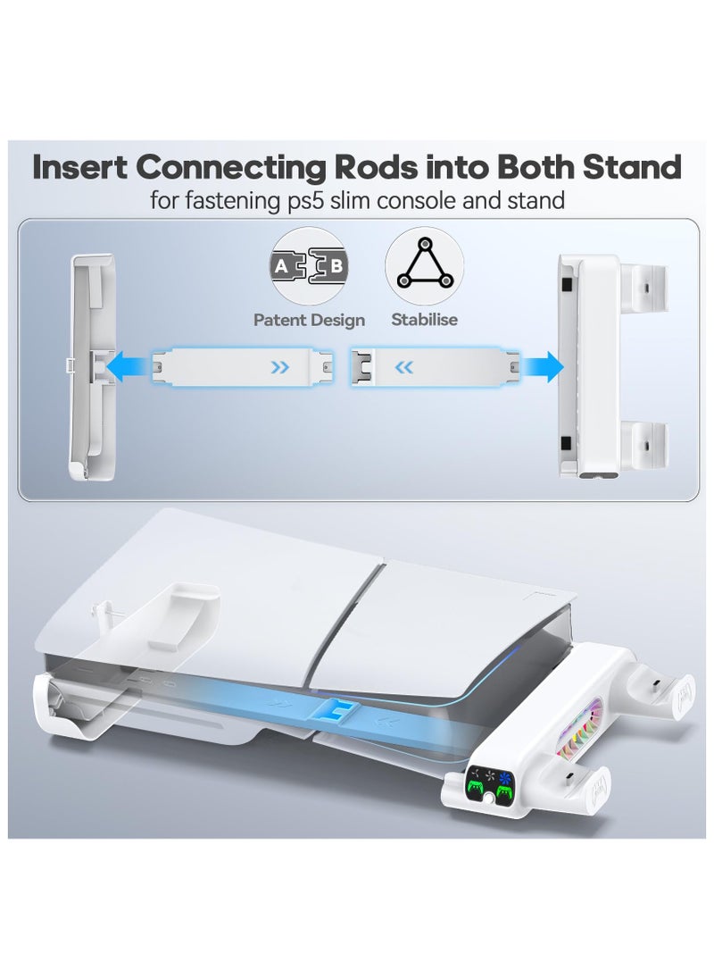 XICEN - Horizontal Cooling Stand Replacement for PS5 Slim Disc & Digital Only, Dual PS5 Controller Charger with 3-Level RGB Cooling Fan (NOT Fit 2020 PS5) - Image 1
