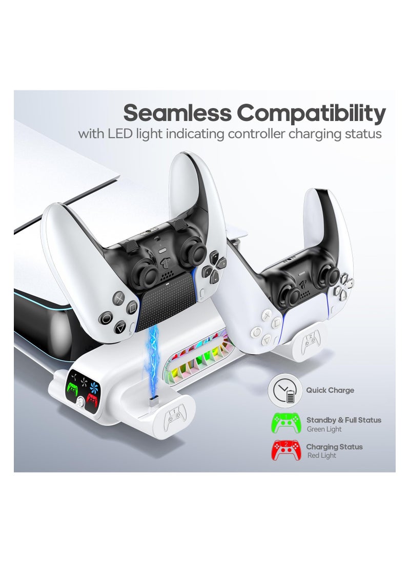 XICEN - Horizontal Cooling Stand Replacement for PS5 Slim Disc & Digital Only, Dual PS5 Controller Charger with 3-Level RGB Cooling Fan (NOT Fit 2020 PS5) - Image 1