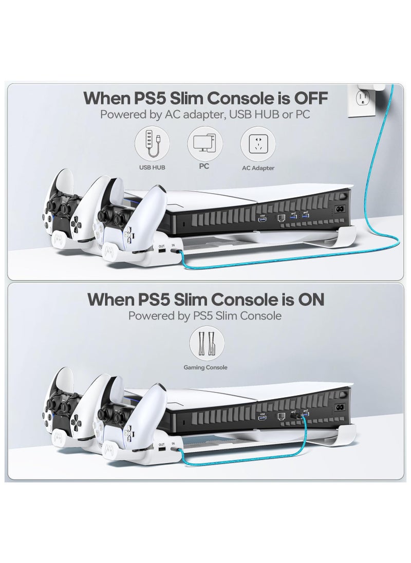 XICEN - Horizontal Cooling Stand Replacement for PS5 Slim Disc & Digital Only, Dual PS5 Controller Charger with 3-Level RGB Cooling Fan (NOT Fit 2020 PS5) - Image 1