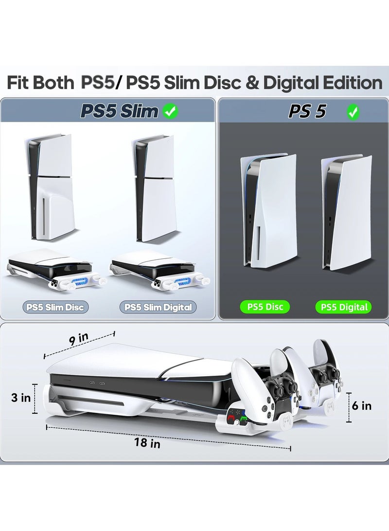 XICEN PS5 Horizontal Stand, PS5 Slim Stand with Cooling, Controller Charging Station for PS5 Slim Console Disc/Digital, Upgraded Playstation 5 Stand for Slim Console - Image 2