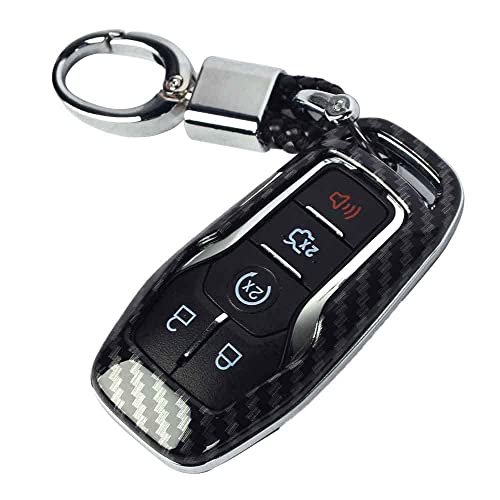 Getfarway 4/5-Button Key Carbon Fiber Hard Smart Key Cover Fob Case Compatible with Ford Fusion Mustang Edge F150 F250 Explorer Mondeo Lincoln - Image 5