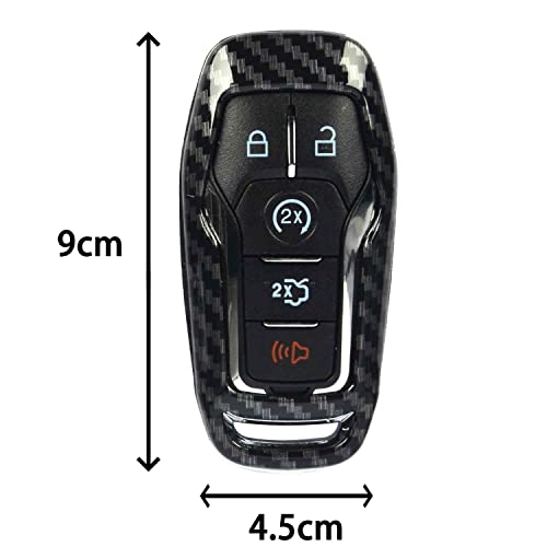 Getfarway 4/5-Button Key Carbon Fiber Hard Smart Key Cover Fob Case Compatible with Ford Fusion Mustang Edge F150 F250 Explorer Mondeo Lincoln - Image 3