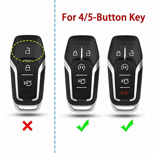 Getfarway 4/5-Button Key Carbon Fiber Hard Smart Key Cover Fob Case Compatible with Ford Fusion Mustang Edge F150 F250 Explorer Mondeo Lincoln - Image 2