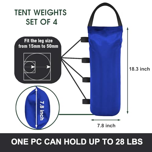 Eurmax USA Weight Capacity 112 LBS Extra Large Pop up Gazebos Weights Sand Bags for Pop up Canopy Tent Pergola Outdoor Instant Canopies,Sand Bags Without Sand, 4-Pack,Blue - Image 2