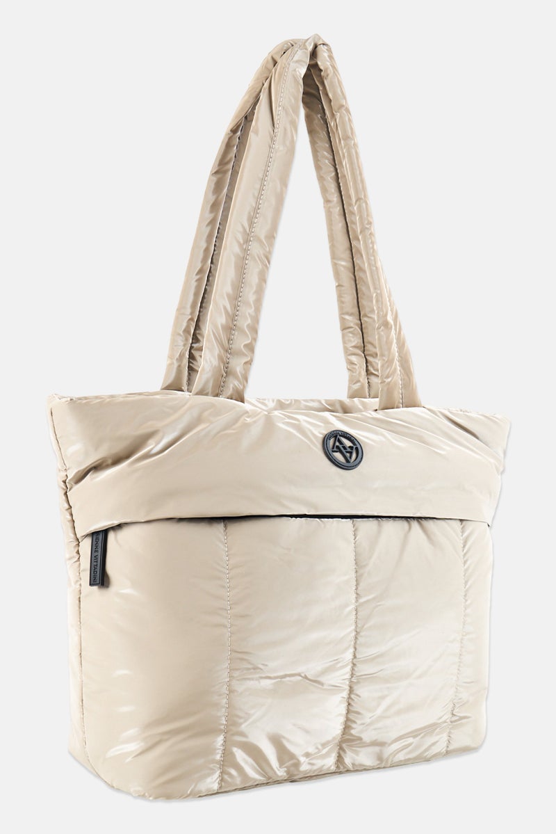 ADRIENNE VITTADINI حقيبة توت نسائية بشعار العلامة التجارية، توب - Image 2