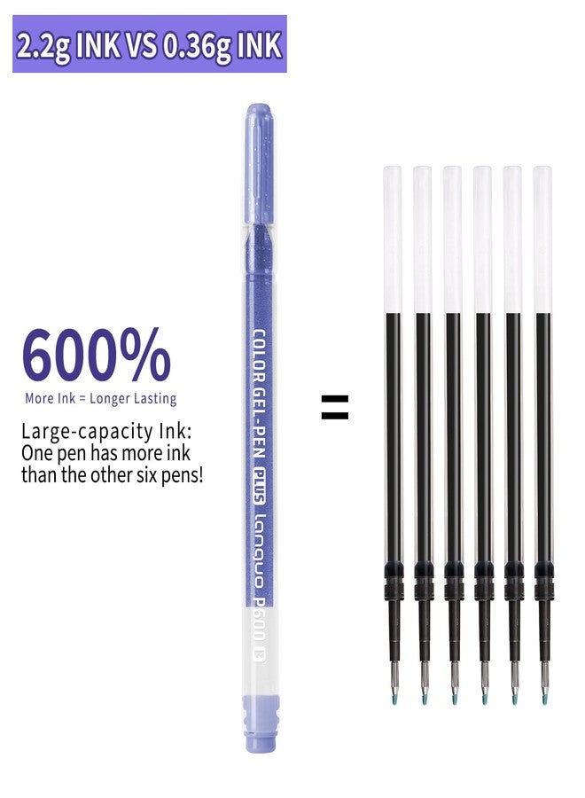 Joyask Glitter Gel Pens, 6 Pack Colored Pens for Black Paper & White Paper, 1.0mm Point Pen, Large Capacity Ink Pen for Coloring, Writing, Drawing, Journaling, Note Taking, School, Office, Home - Image 4