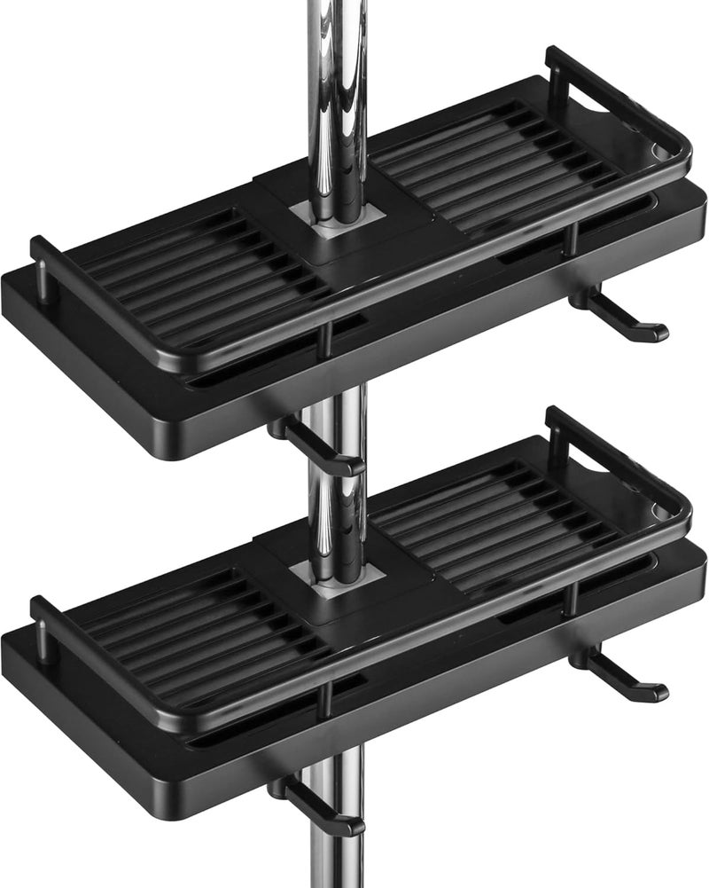 DUFU Shower Caddy No Drill 2Packs Shower Shelf Bathroom Shelf Shower Rack Organiser Holder for Soap Shampoo Towel with Buckle and Shower Head Hook Fit 22mm - 25mm Shower Rail - Image 1