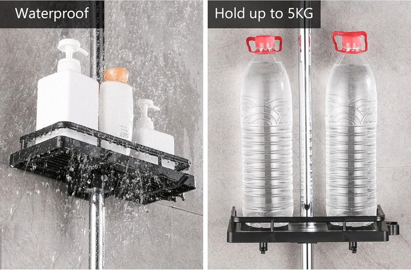 DUFU Shower Caddy No Drill 2Packs Shower Shelf Bathroom Shelf Shower Rack Organiser Holder for Soap Shampoo Towel with Buckle and Shower Head Hook Fit 22mm - 25mm Shower Rail - Image 2