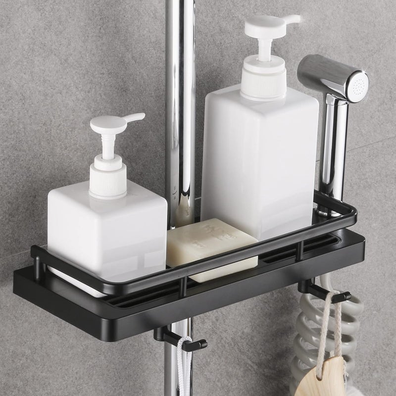 DUFU Shower Caddy No Drill 2Packs Shower Shelf Bathroom Shelf Shower Rack Organiser Holder for Soap Shampoo Towel with Buckle and Shower Head Hook Fit 22mm - 25mm Shower Rail - Image 3