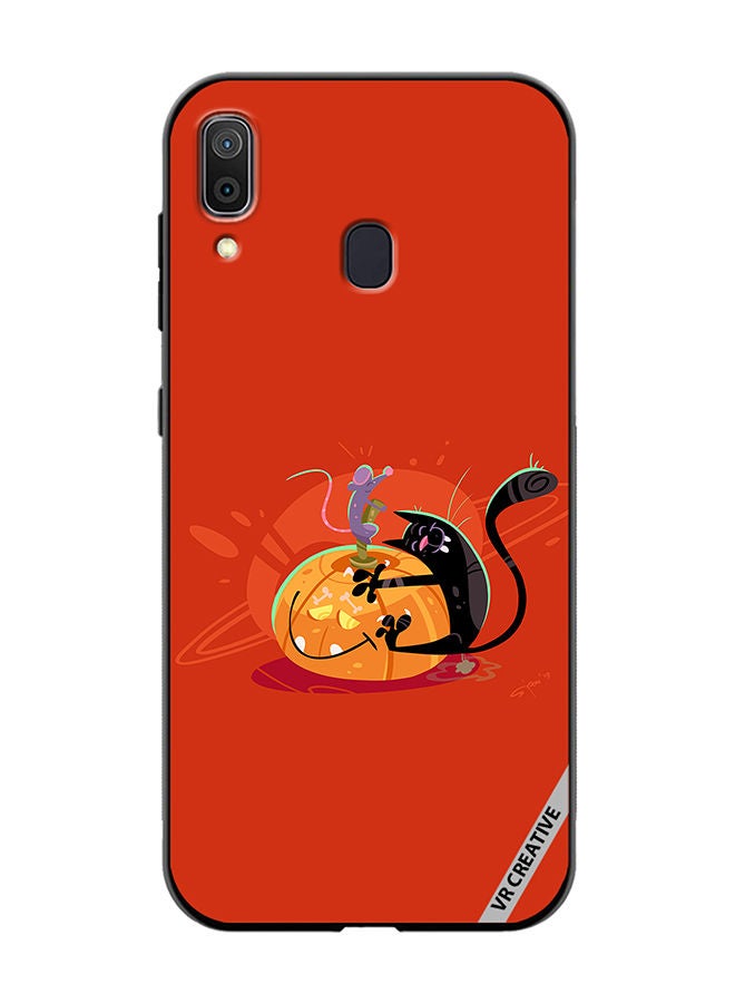 VR CREATIVE Protective Case Cover For Samsung Galaxy A30 Halloween Cat Design Multicolour - Image 1