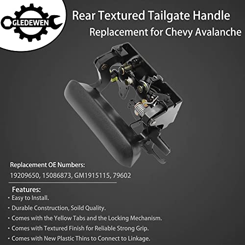Gledewen مقبض باب صندوق السيارة جلدوين، متوافق مع شيفروليه أفالانش 1500 2500 بيك أب 2002-2006، خارجي خلفي مزخرف، | استبدال# 19209650 15086873 GM1915115 قفل باب الصندوق الخارجي، - Image 3