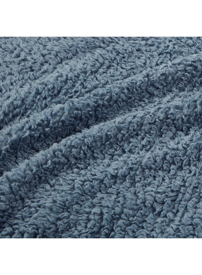 Woolrich Woolrich Burlington Berber Blanket Super Soft Cozy Lightweight Cover with Luxrurious Velvet Binding Modern Trendy All Season Bedspread BeddingSet Twin 66x90 Blue  - Image 2