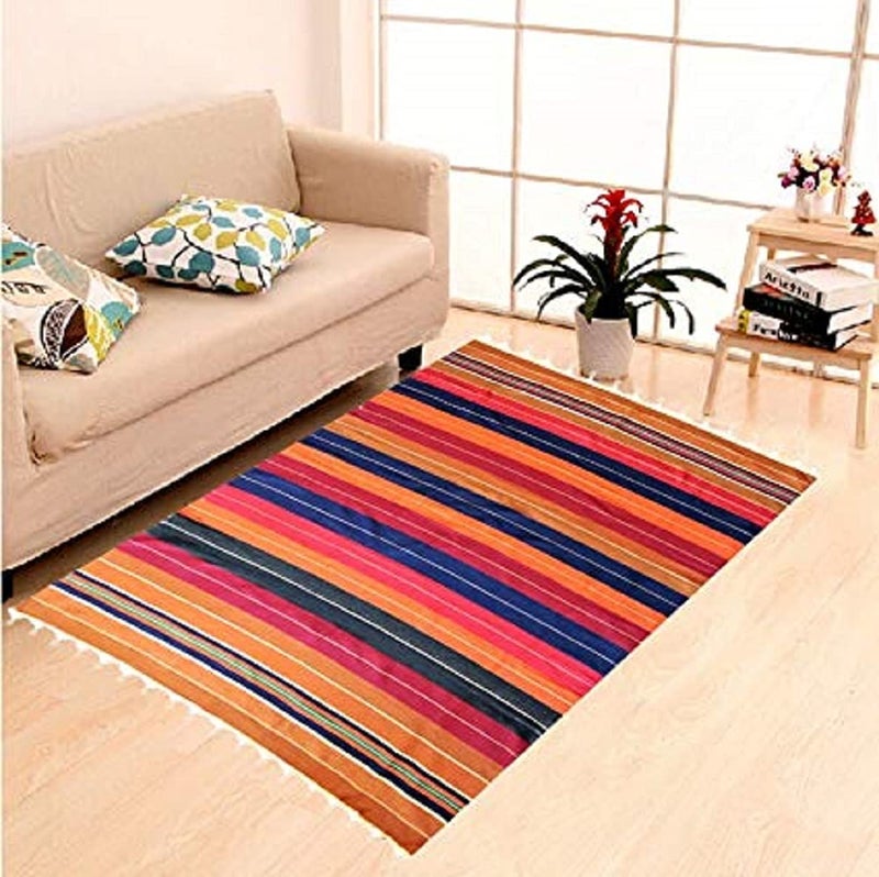 Gouri textiles Carpet Multicolour Cotton Medium