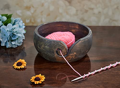 Eximious India Mothers Day Gifts for Women Wooden Yarn Bowl Knitting Bowl Large Crochet Yarn Holder Handmade Crocheting Accessories and Supplies Organizer 7 x 3 Retirement Gift Ideas - Image 3