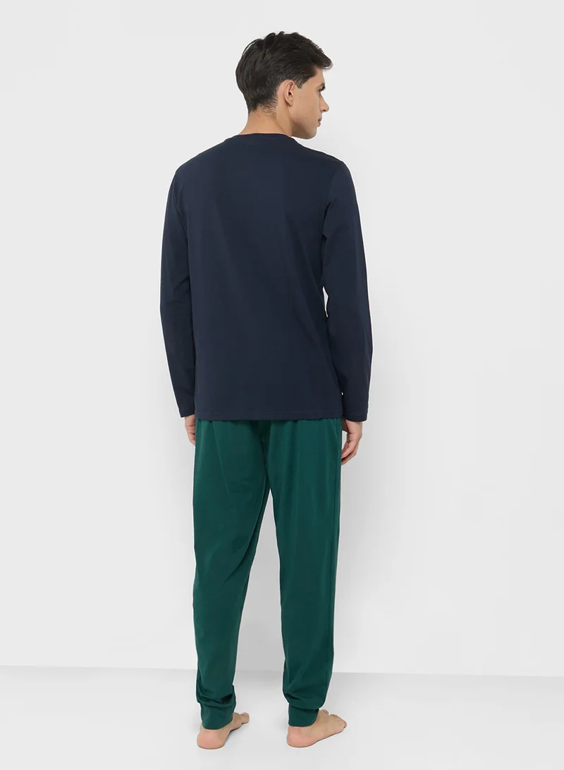 امبوريو ارماني Casual Crew Neck T-Shirt And Payjma Set