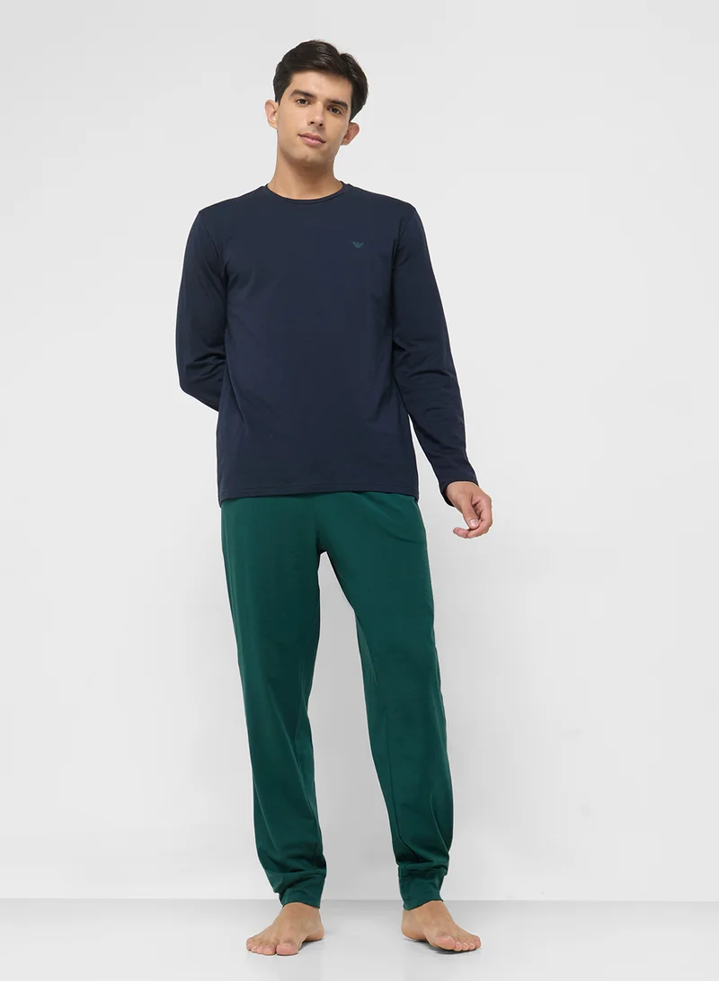 امبوريو ارماني Casual Crew Neck T-Shirt And Payjma Set