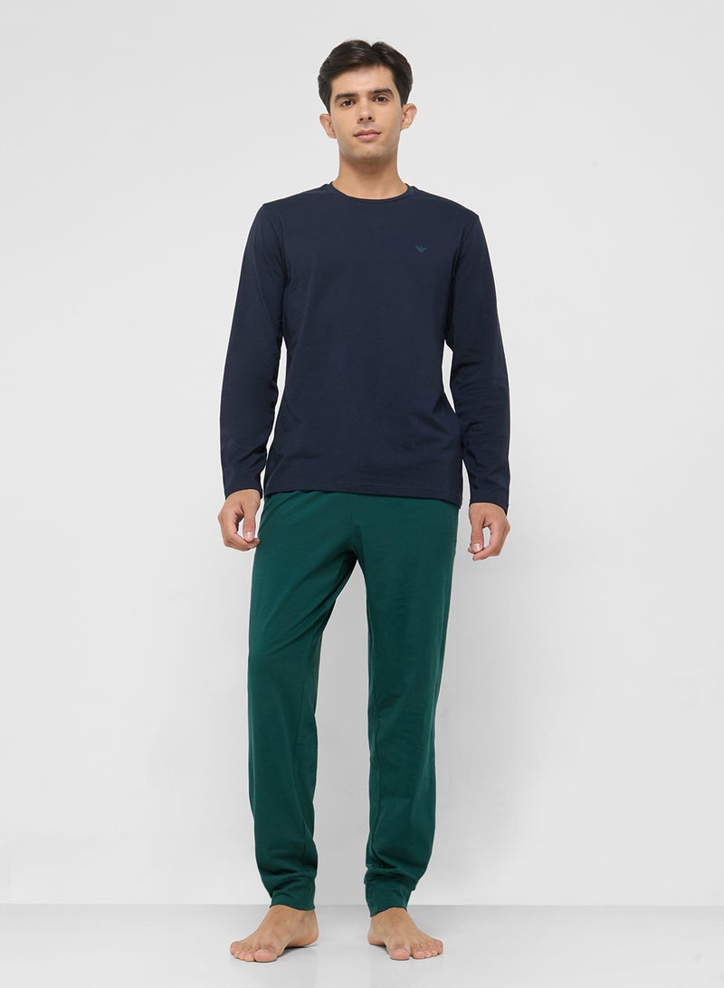 امبوريو ارماني طقم بيجامة وتيشيرت كاجوال بياقة دائرية - Image 5