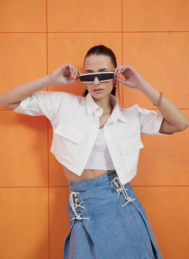 STREET 9 Comfort Boxy White Casual Shirt for Women
