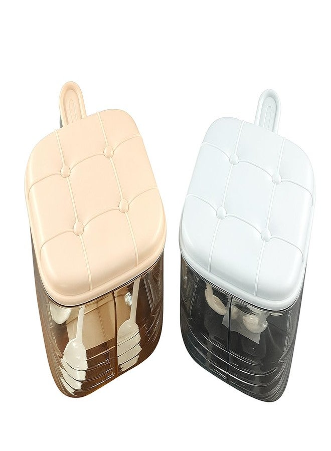 Onions 4-Compartment Seasoning Box with Lid & Spoons | Transparent Spice Organizer | Storage for Kitchen Masala, Salt, Sugar, Spices | Elegant Quilted Design - Image 3
