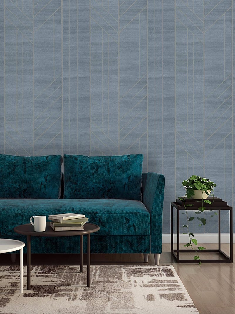 Asian Paints ezyCR8 Criss Cross Blue Non-Adhesive Wallpaper for Home & Office, Easy Application, Water Resistant, Dust Proof, PVC Coated Interior Décor (53cm x 950cm)| (54 sq. ft. per roll) - Image 3
