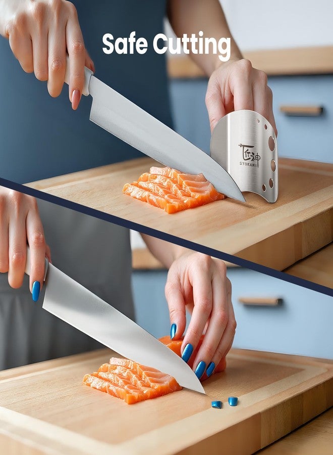 SYOKAMI Finger Guards for Cutting Food, Protects Women’s Fingers and Nails, Ideal Gift for Her, Mom or Wife, 2 Stainless Steel Finger Protectors with Herb Stripper, Adjustable Size - Image 3