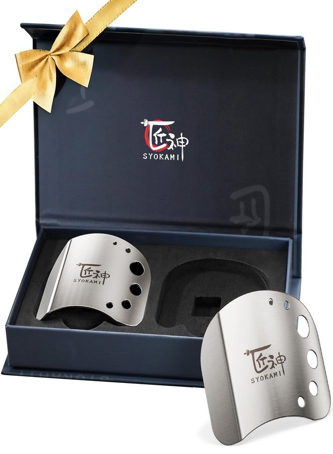 SYOKAMI Finger Guards for Cutting Food, Protects Women’s Fingers and Nails, Ideal Gift for Her, Mom or Wife, 2 Stainless Steel Finger Protectors with Herb Stripper, Adjustable Size - Image 1