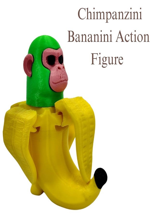 Ekopedia Tung Tung Tung Sahur Action Figure, 3D Chimpanzini Bananini,Shark & Lirili Larila Cactus Elephant Italian Brainrot Collectible | 3D Printed 100% Plastic Free Articulated Model with Bat - Image 3