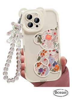 Ocean Compatible With iPhone 14 Pro Max Case, Lovely Flowers Bear Camera Protector Clear Case Cover With Lovely Strap Bracelet Chain Girls Women Case For iPhone 14 Pro Max  - Image 1