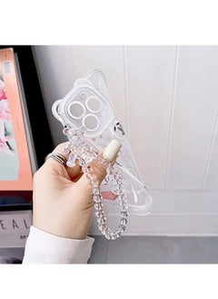Ocean Compatible With iPhone 14 Pro Max Case, Lovely Flowers Bear Camera Protector Clear Case Cover With Lovely Strap Bracelet Chain Girls Women Case For iPhone 14 Pro Max  - Image 5